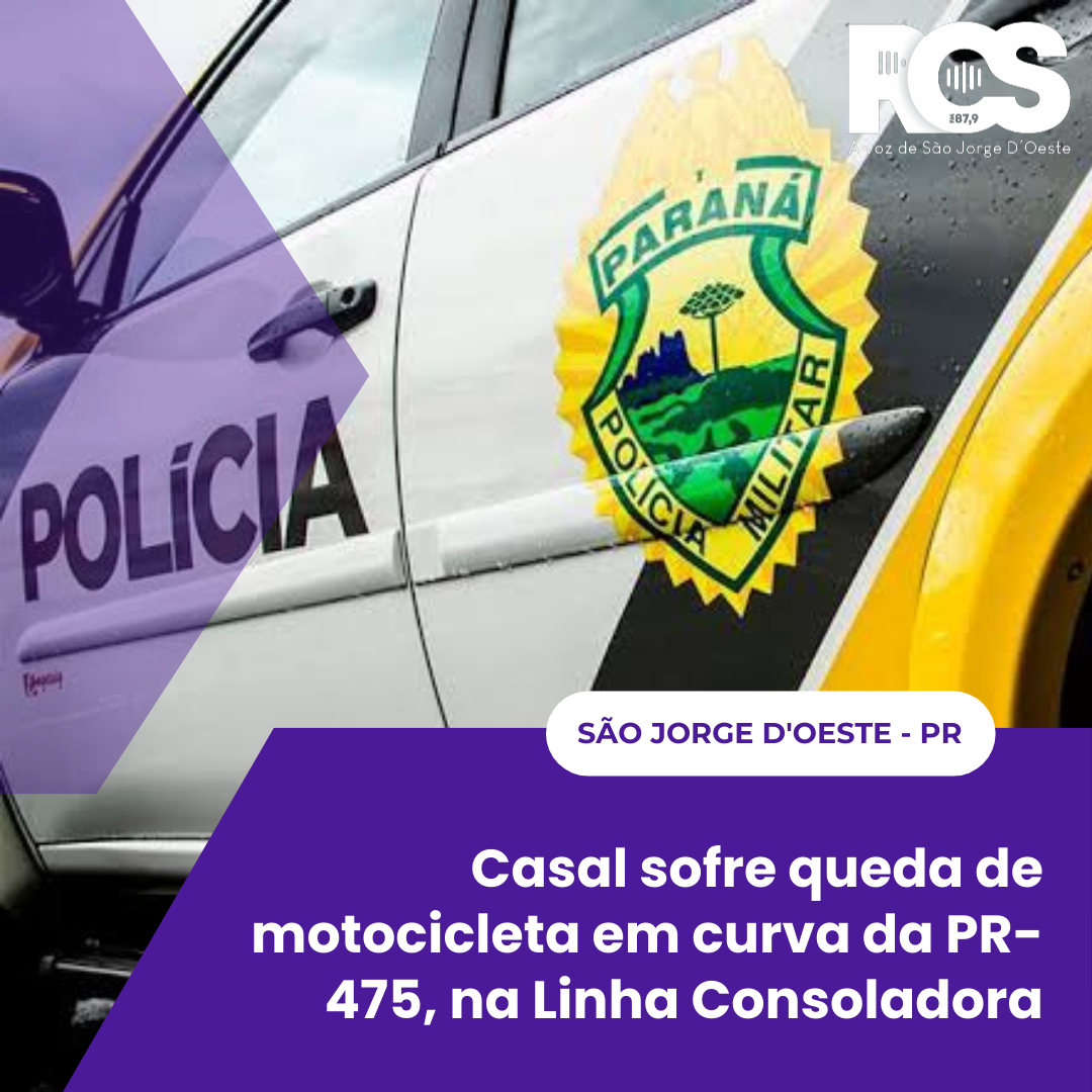 Casal sofre queda de motocicleta em curva da PR-475, na Linha Consoladora