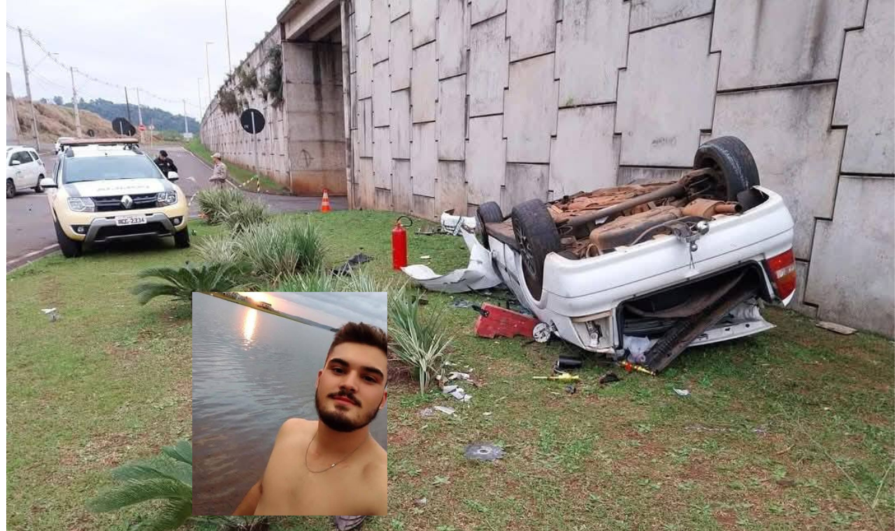 Jovem de 26 anos morre em acidente após carro cair de viaduto em Francisco Beltrão