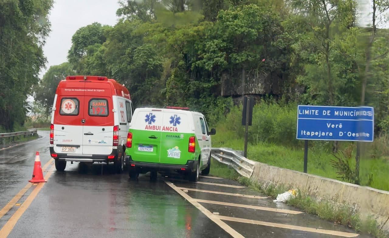 Acidente na ponte entre Verê e Itapejara D’Oeste deixa duas pessoas feridas na tarde deste Domingo