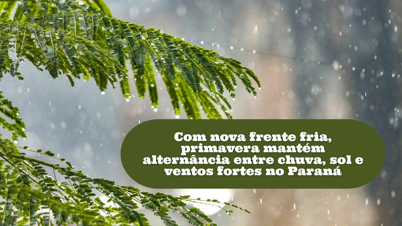 Com nova frente fria, primavera mantém alternância entre chuva, sol e ventos fortes no Paraná