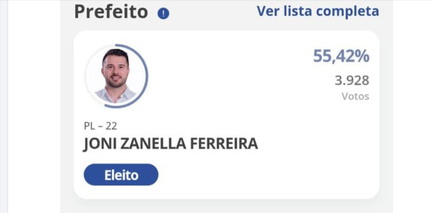 Joni Zanella Ferreira é eleito prefeito de São João nas eleições suplementares de 2025