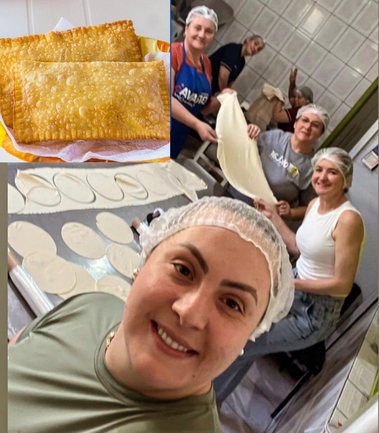 Rotary Club de São Jorge D’Oeste prepara o Pastel Solidário com dedicação e espírito comunitário.