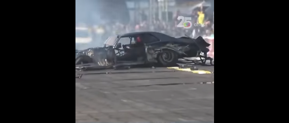 Piloto paranaense sai ileso após acidente impressionante em prova de arrancada no RS