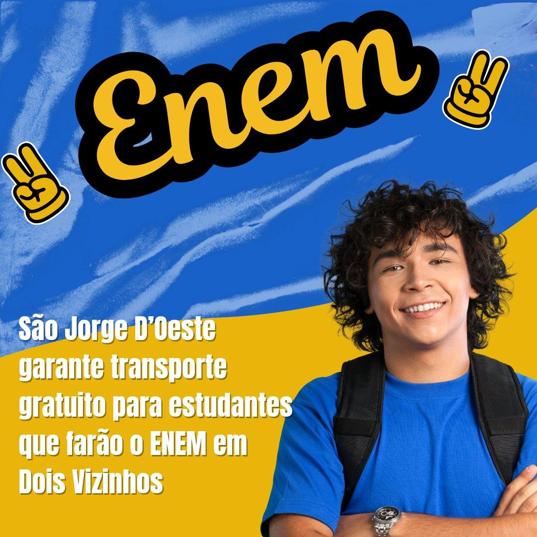 São Jorge D’Oeste disponibiliza transporte gratuito para estudantes que farão o ENEM em Dois Vizinhos