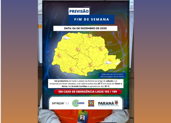 Fim de semana de sol e calor no Paraná, com tempo firme em São Jorge D'Oeste!