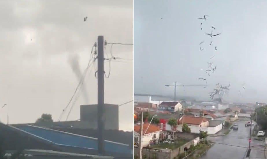 Tornado atinge região metropolitana de Curitiba e nuvem em formato de funil assusta moradores