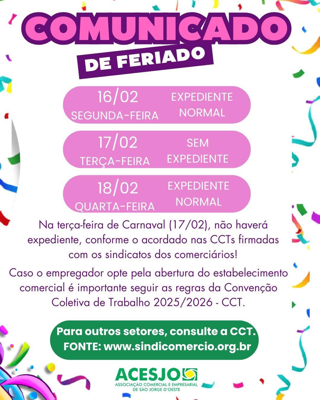 Comércio de São Jorge D’Oeste terá regras específicas de funcionamento no Carnaval