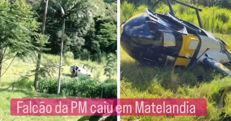 Helicóptero da PM cai em área rural de Matelândia durante operação policial