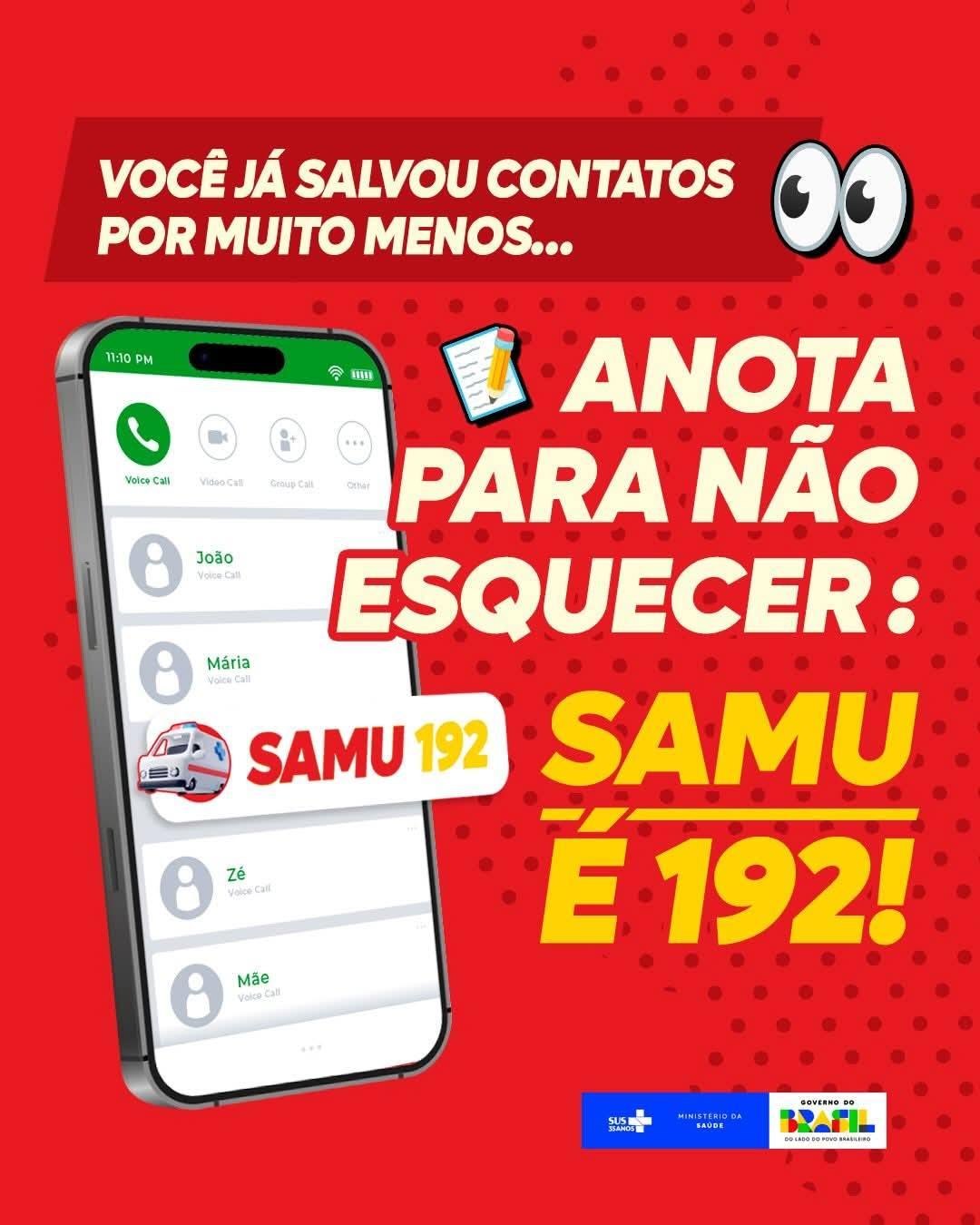 192 - Esse contato você precisa ter salvo antes da emergência começar