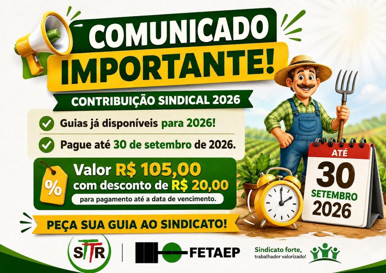 Contribuição Sindical 2026: Guias já estão disponíveis para trabalhadores rurais de São Jorge D’Oeste