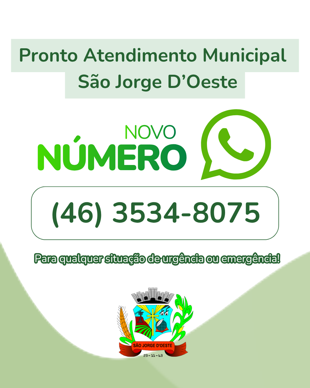 Pronto Atendimento Municipal de São Jorge D’Oeste tem novo número para urgências e emergências