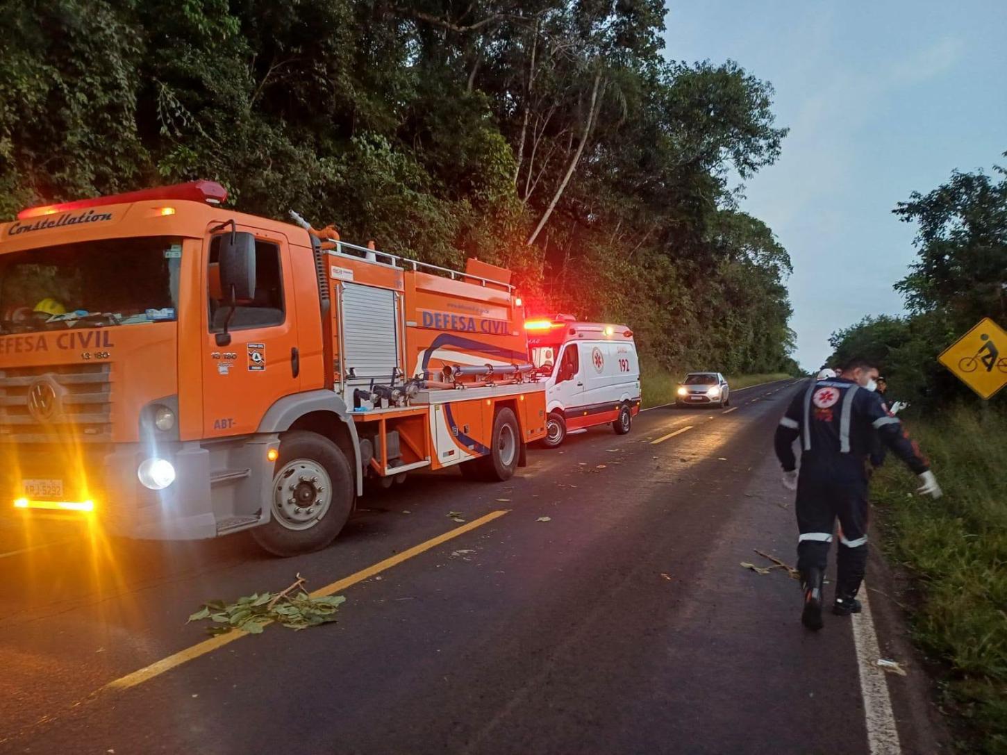 Capotamento é registrado na PR-475, em São Jorge D'Oeste, e mobiliza equipes de resgate