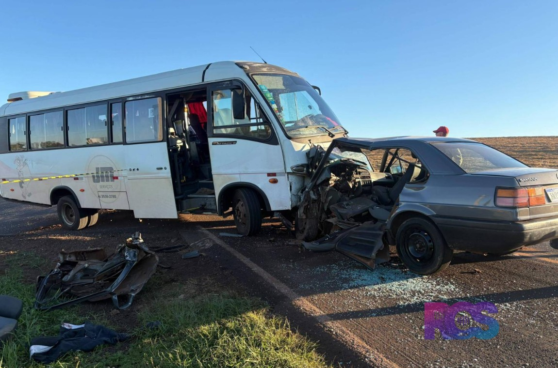 Grave colisão frontal deixa motorista ferido na PR-473, em Dois Vizinhos