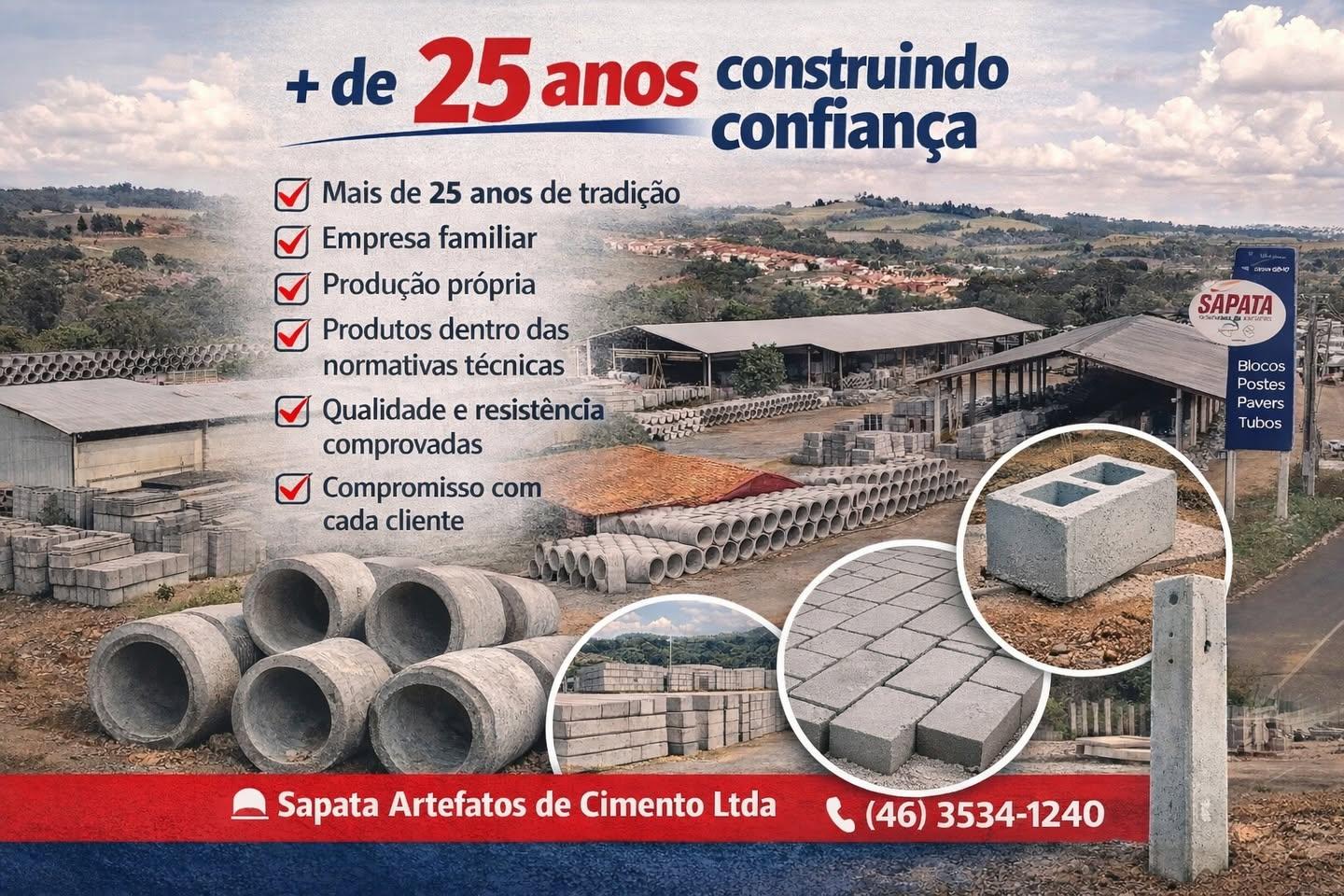 SAPATA ARTEFATOS DE CIMENTO TRAZ NOVIDADE PARA SÃO JORGE D’OESTE!