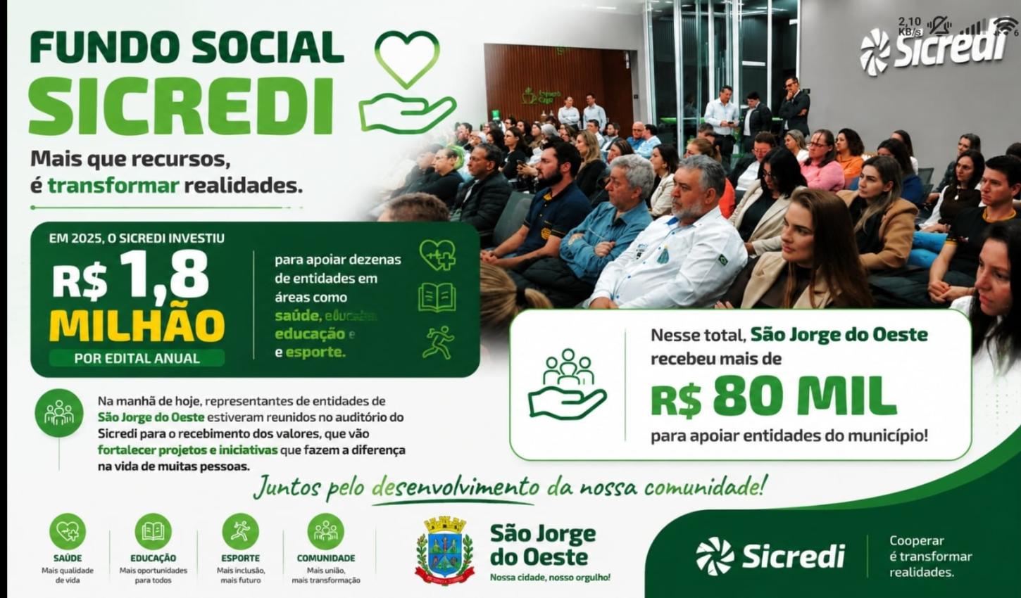 Sicredi fortalece o desenvolvimento das comunidades com recursos do Fundo Social