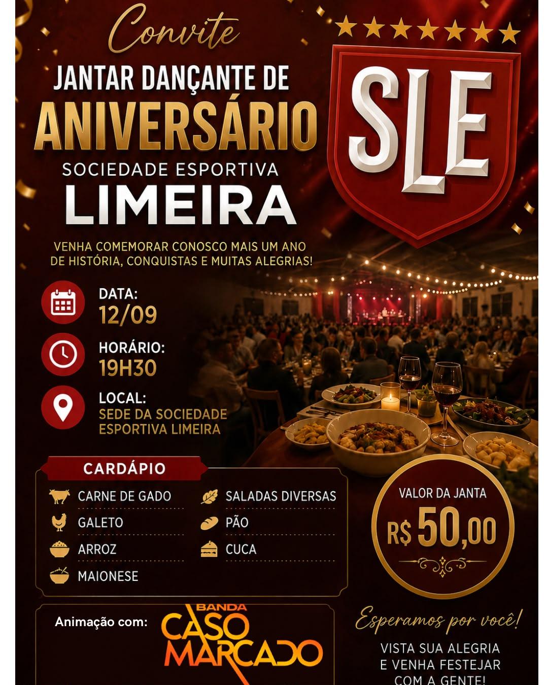 Sociedade Esportiva Limeira promove jantar dançante de aniversário