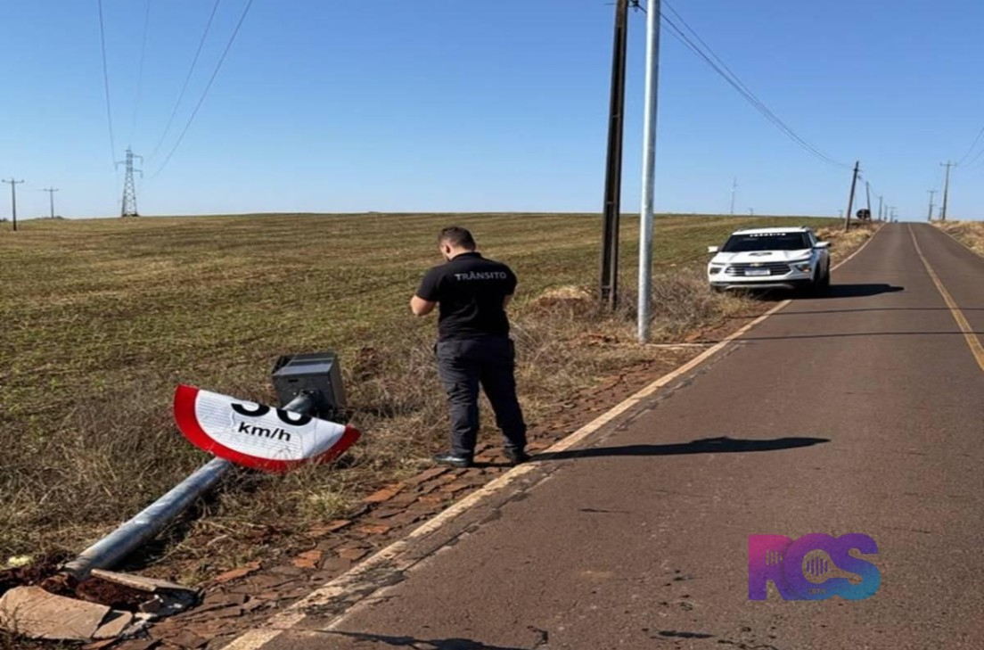 Radar de velocidade é encontrado arrancado em estrada rural de Dois Vizinhos