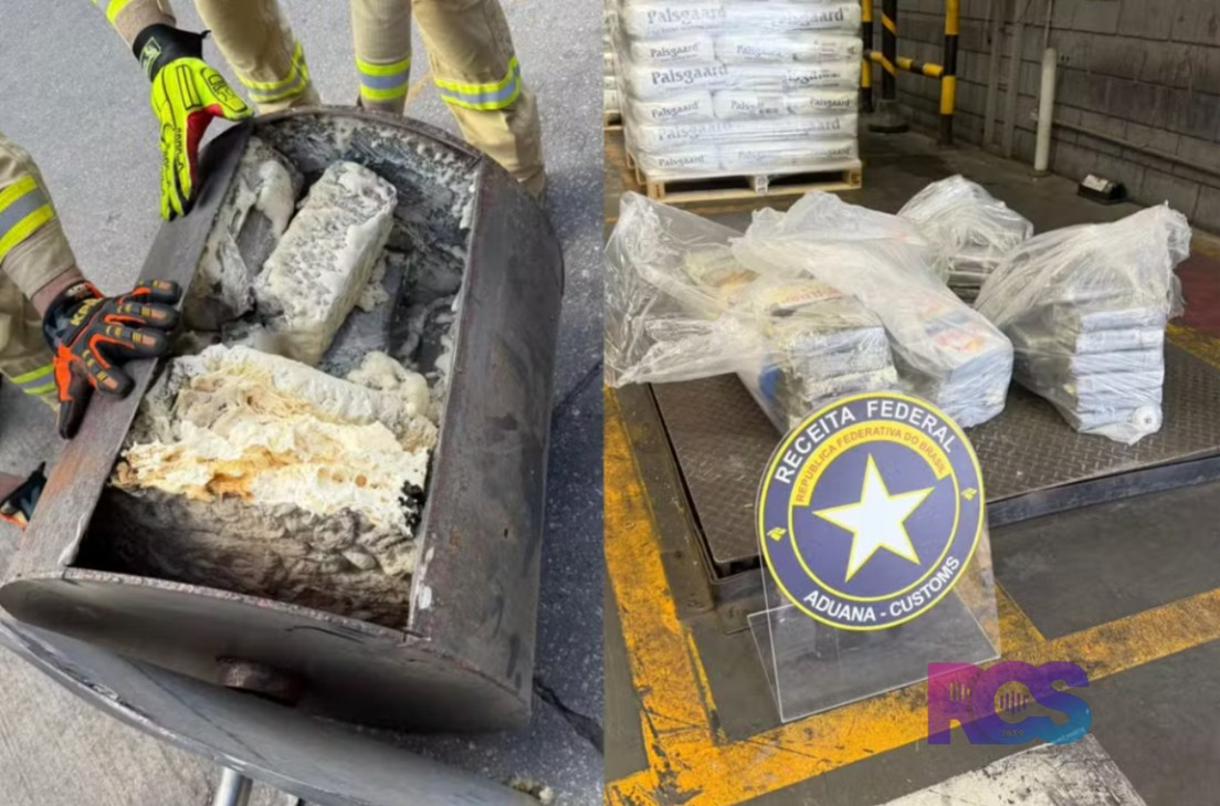 Receita Federal apreende 98,5 quilos de cocaína escondidos em cilindros no Porto de Paranaguá