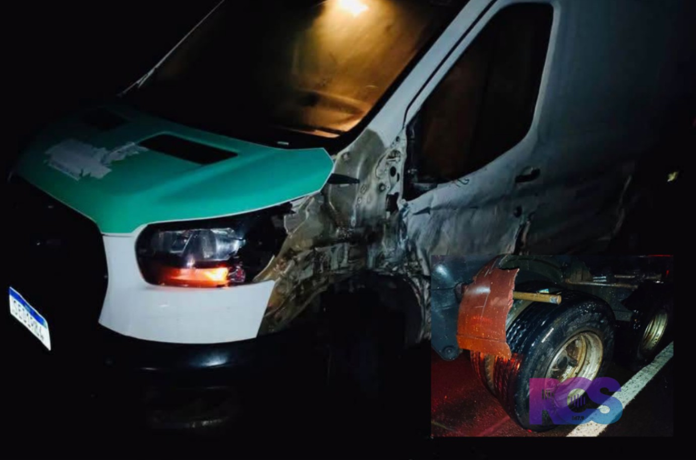 Ambulância de Santa Izabel do Oeste bate em carreta bitrem na PR-182, em Ampére