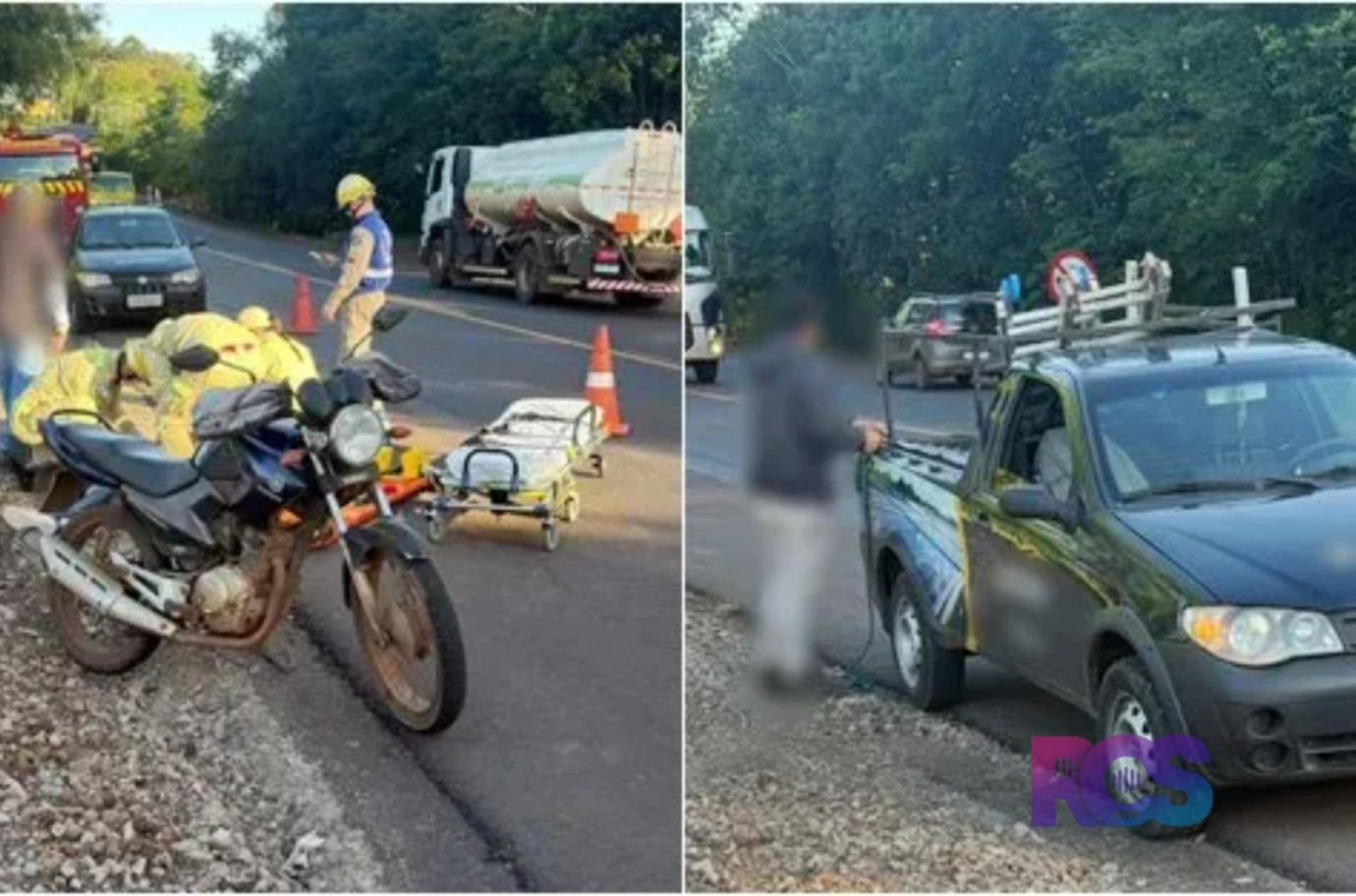 Escada cai de Fiat Strada e atinge motociclista na PR-180, entre Francisco Beltrão e Dois Vizinhos