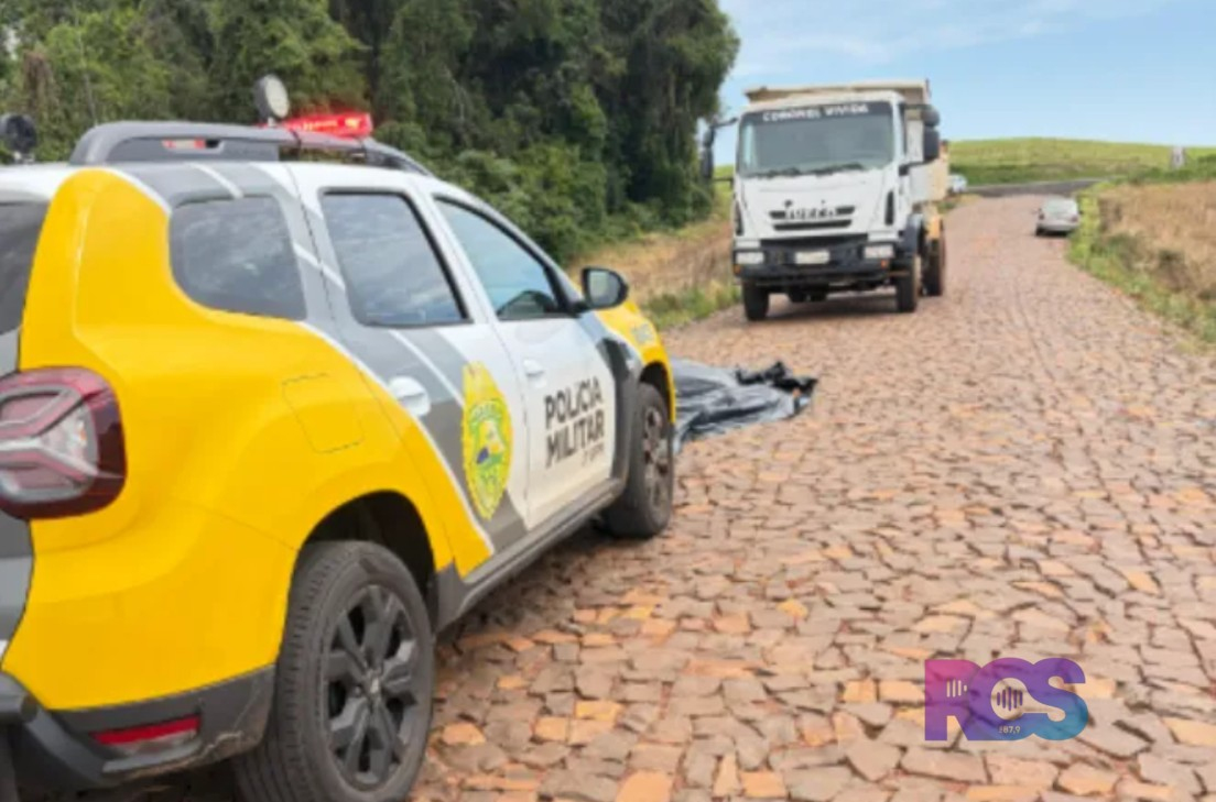 Homem de 64 anos morre após ser atropelado por caminhão caçamba no interior de Coronel Vivida