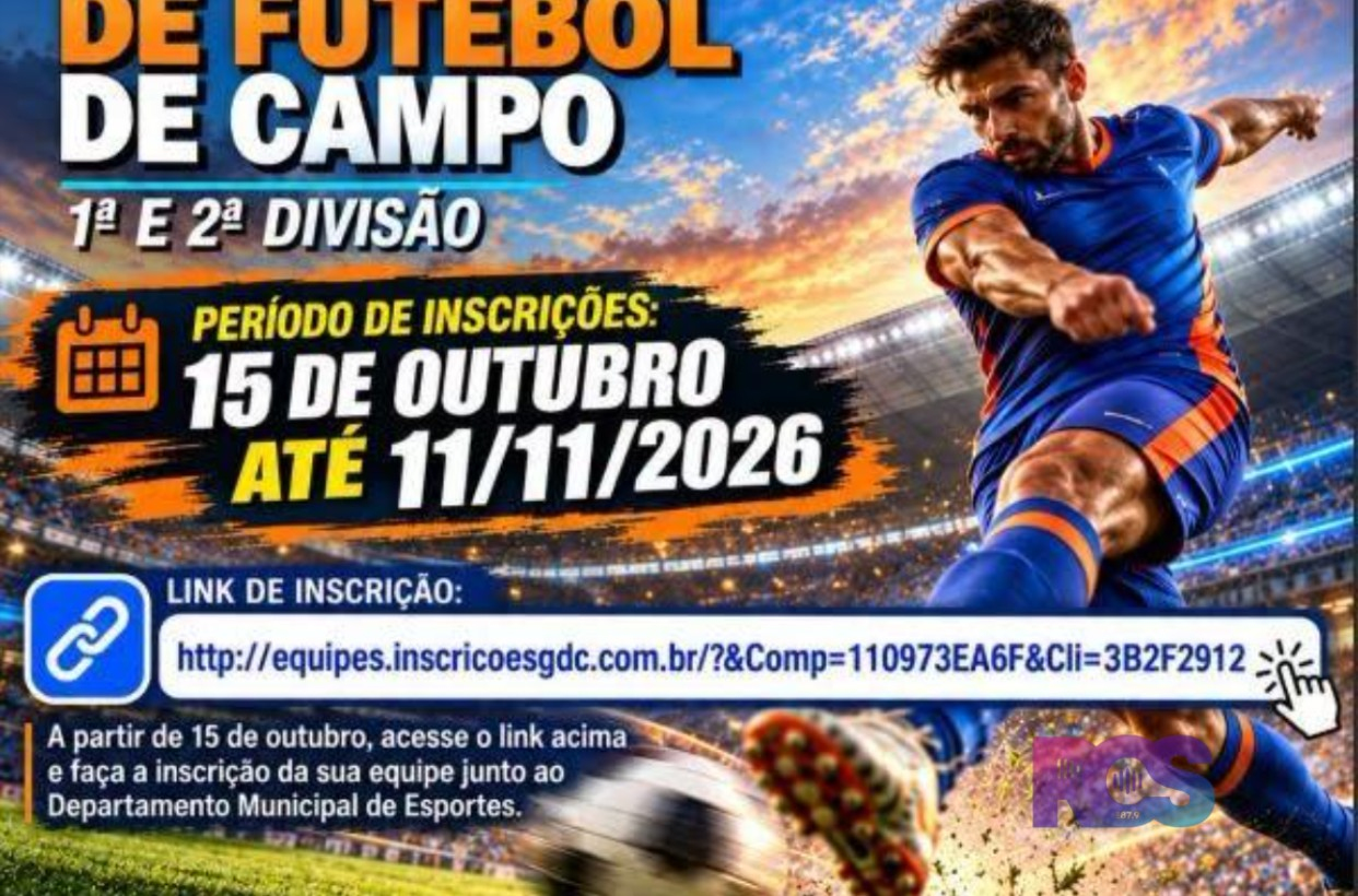 Inscrições abertas para o 31º Campeonato Municipal de Futebol de Campo de São Jorge D'Oeste!