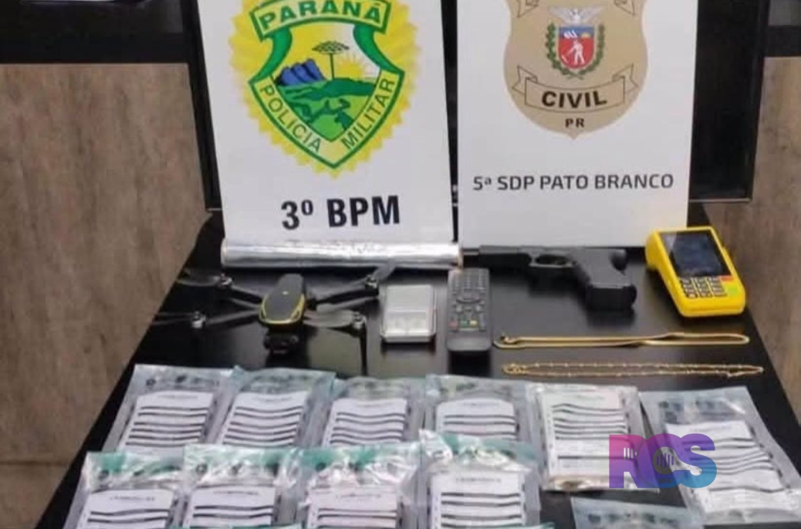 Operação conjunta prende duas pessoas e apreende drogas, celulares e drone em Itapejara d’Oeste
