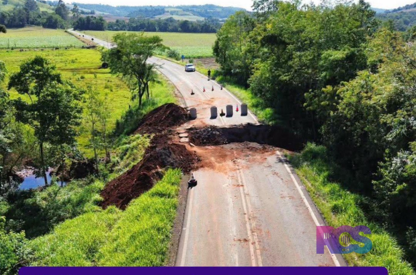 PR-592 segue interditada após rompimento de galeria e previsão de chuva aumenta preocupação em Nova Prata do Iguaçu