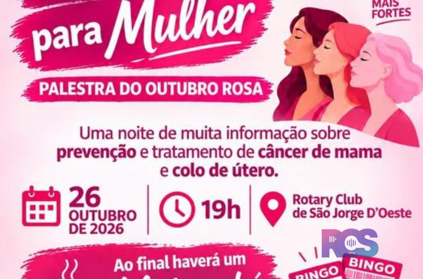 Rotary Club e Casa da Amizade promovem palestra do Outubro Rosa em São Jorge D’Oeste
