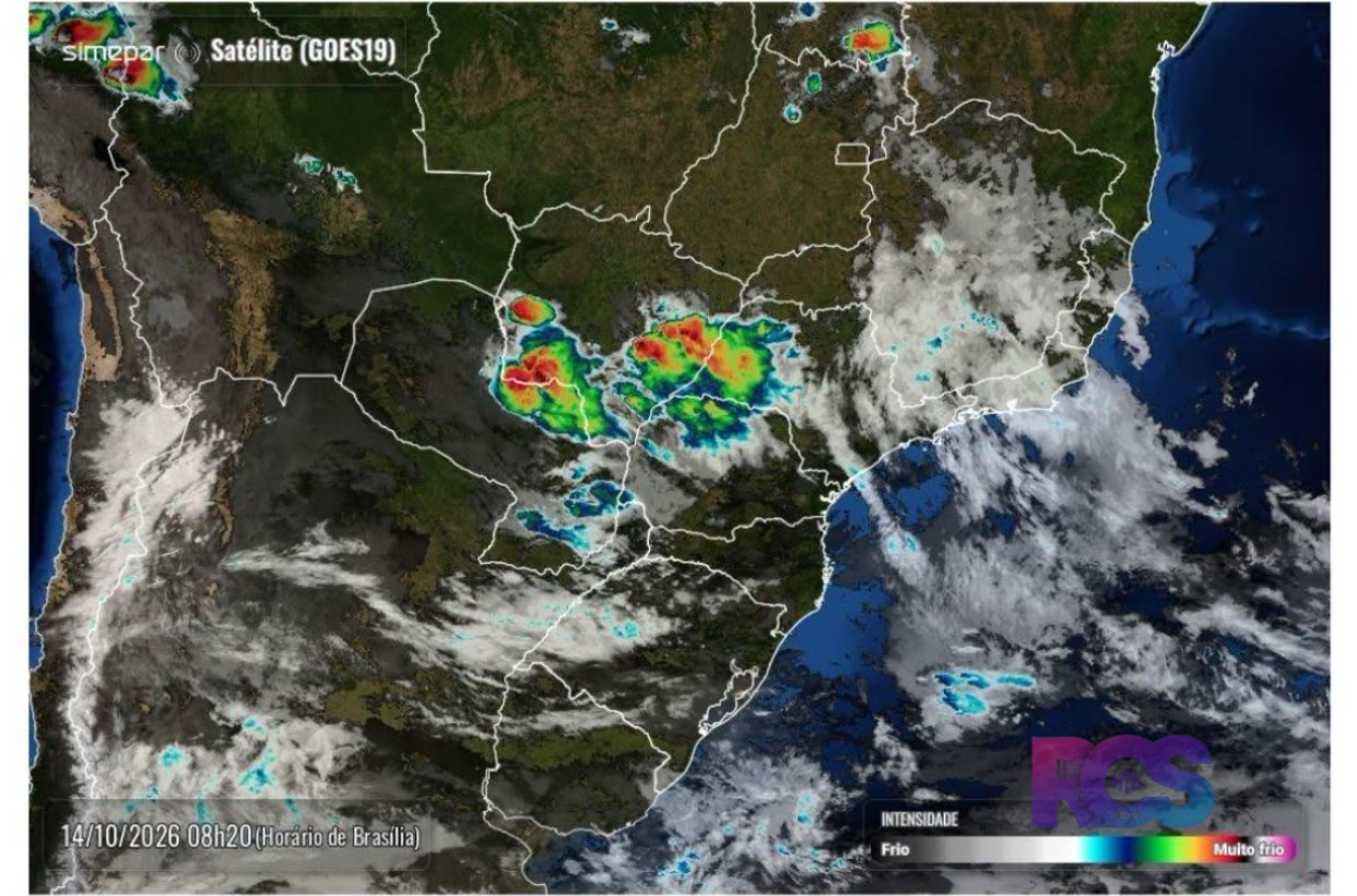 São Jorge D’Oeste está entre as áreas com previsão de chuva forte e risco de temporais no Paraná