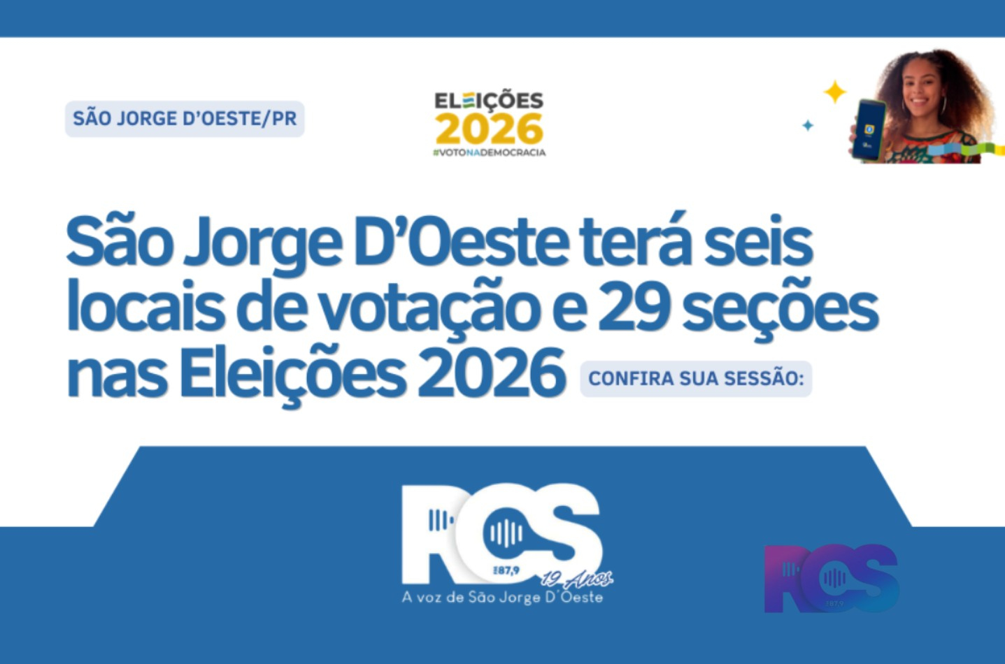 São Jorge D’Oeste terá seis locais de votação e 29 seções nas Eleições 2026