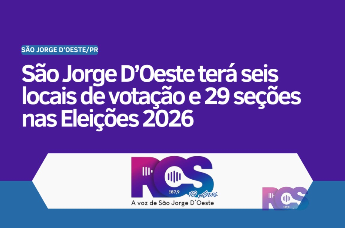 São Jorge D’Oeste terá seis locais de votação e 29 seções nas Eleições 2026